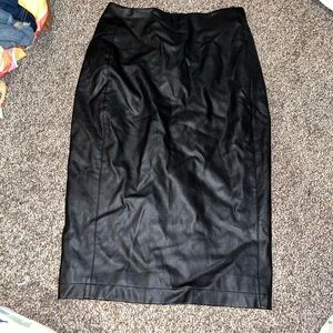 Black pleather midi skirt